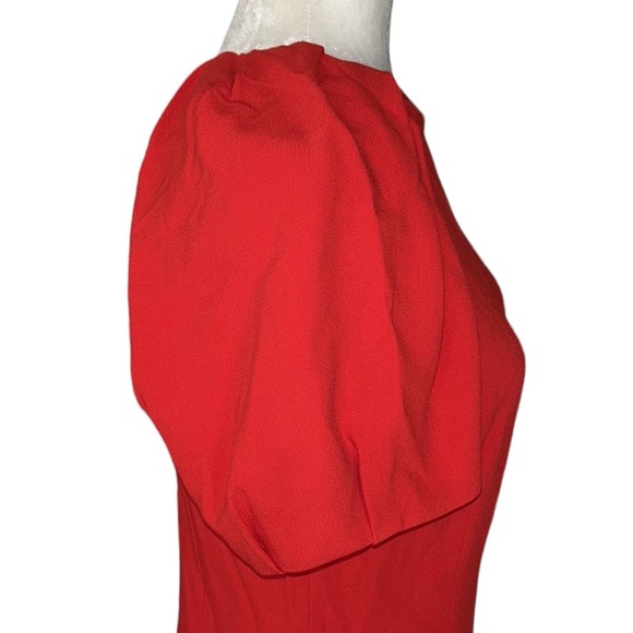 NWT Zara Red Crepe Puff Pleated Sleeve Sheath Mini Dress - L - Picture 8 of 14
